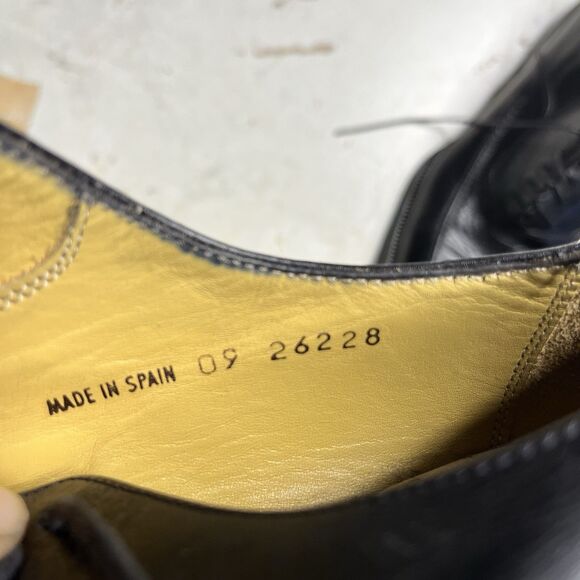 Mezlan Livonia Black Leather Oxford Men’s 10.5 Made in Spain Bicycle Toe Dress - Picture 6 of 8